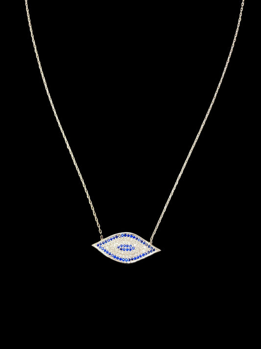 Sterling Silver Evil Eye Necklace CZ Stone NCZ3306
