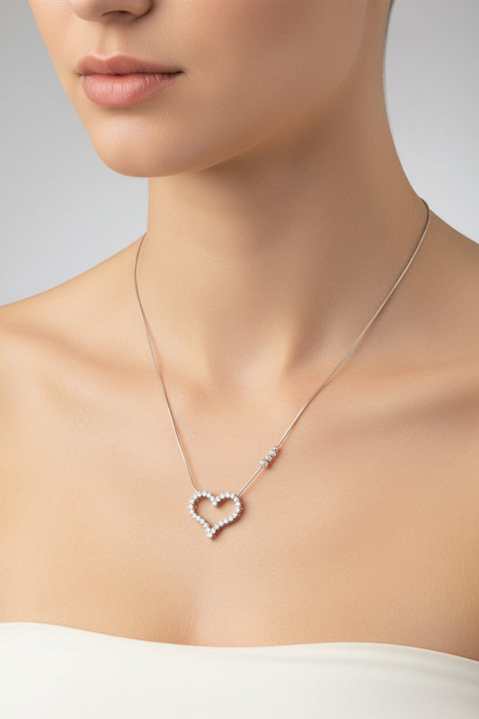Sterling Silver Heart Shape Necklace NCZ3309
