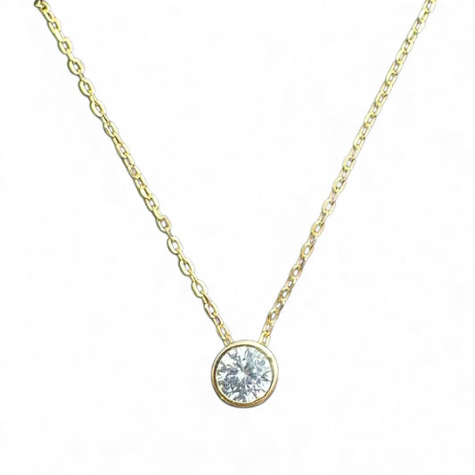 Sterling Silver Rubover Necklace CZ Stone NCZ33103