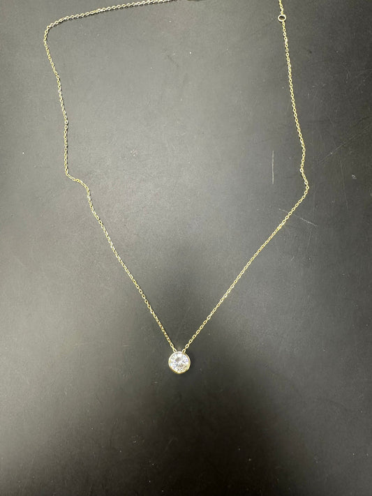 Sterling Silver Rubover Necklace CZ Stone NCZ33103