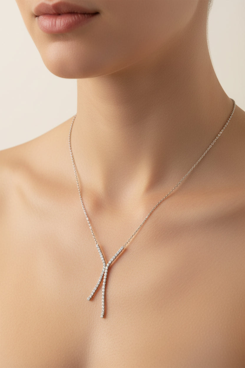 Sterling Silver Necklace CZ Stone NCZ3314