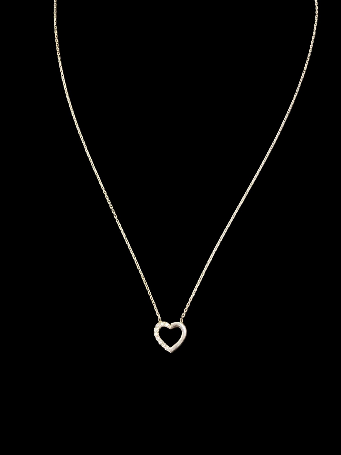 Sterling Silver Heart Shape Necklace CZ Stone NCZ3316