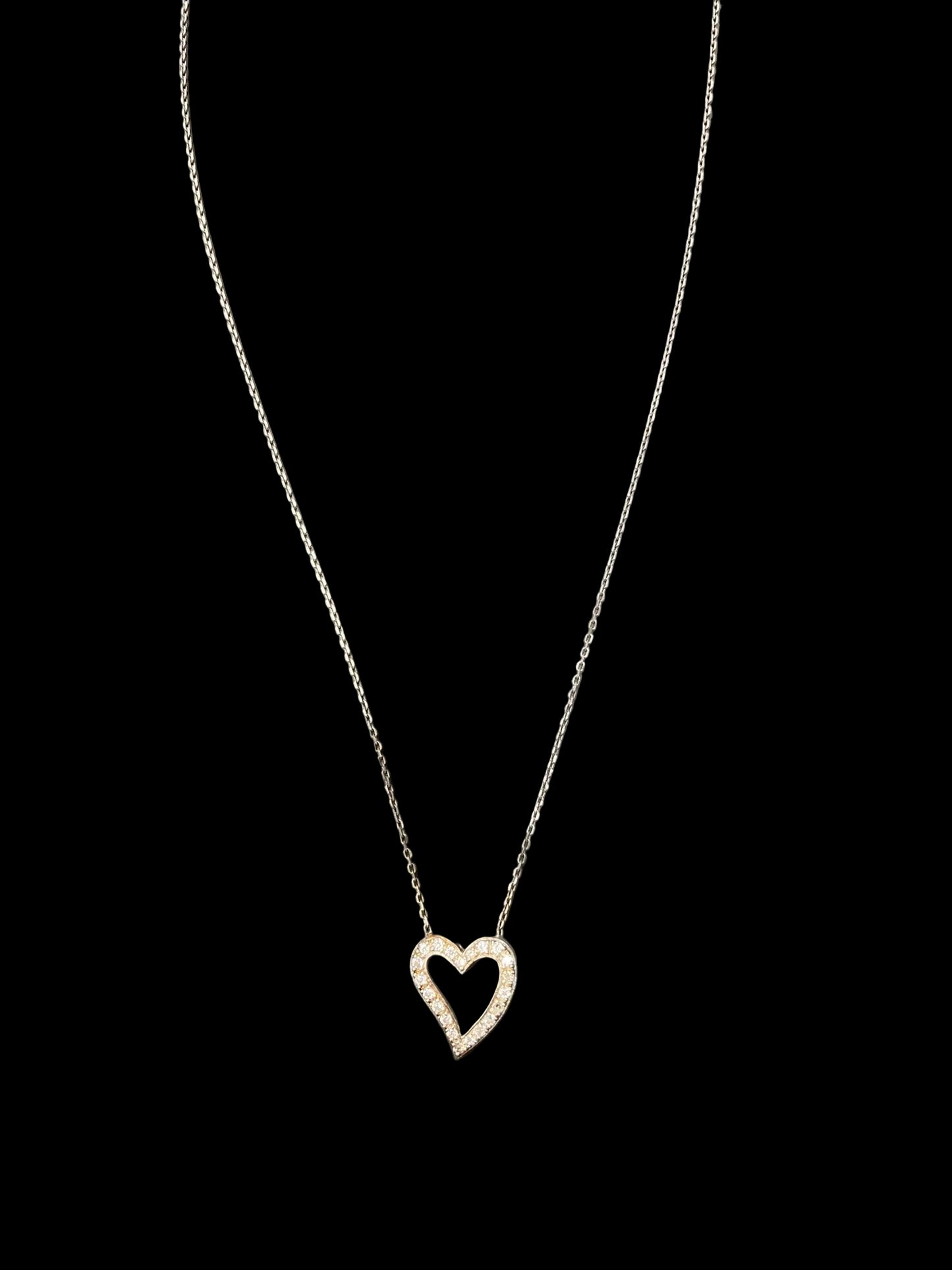 Sterling Silver Heart Shape Necklace CZ Stone NCZ3317