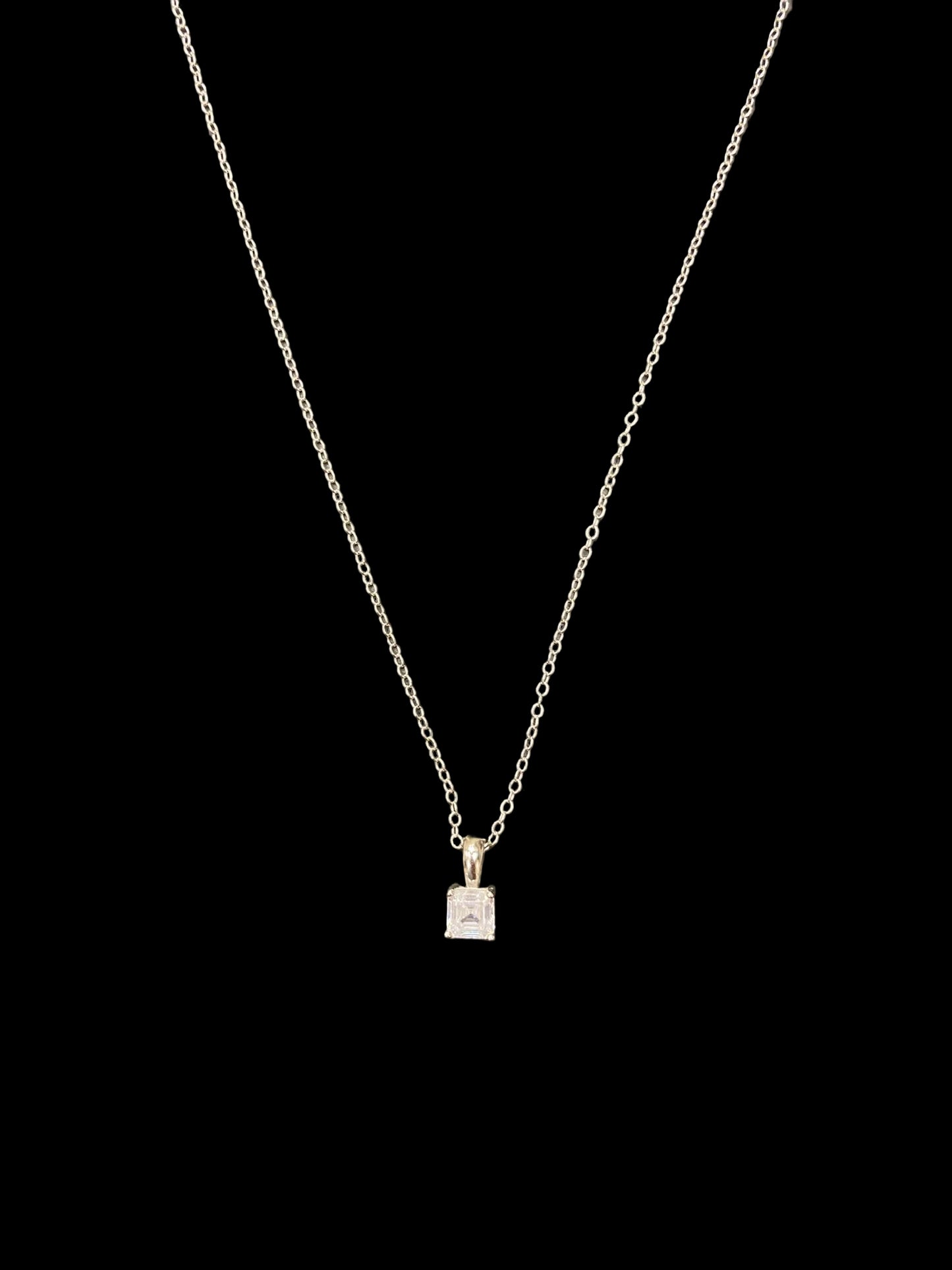 Sterling Silver Necklace Square CZ Stone NCZ6100