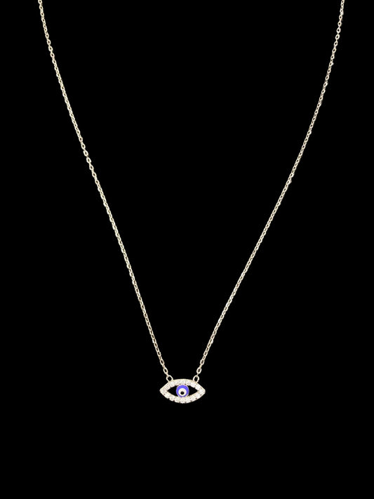 Sterling Silver Evil Eye Necklace CZ Stone NCZ6106