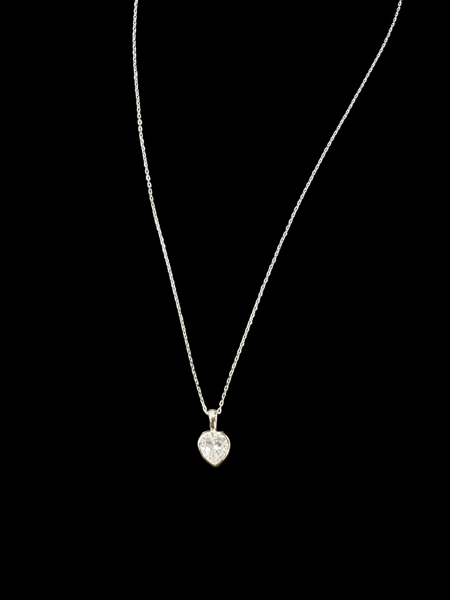 Sterling Silver Necklace Heart Shape CZ Stone NCZ6108