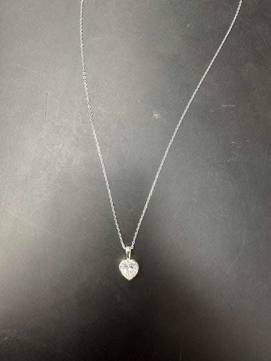 Sterling Silver Necklace Heart Shape CZ Stone NCZ6108