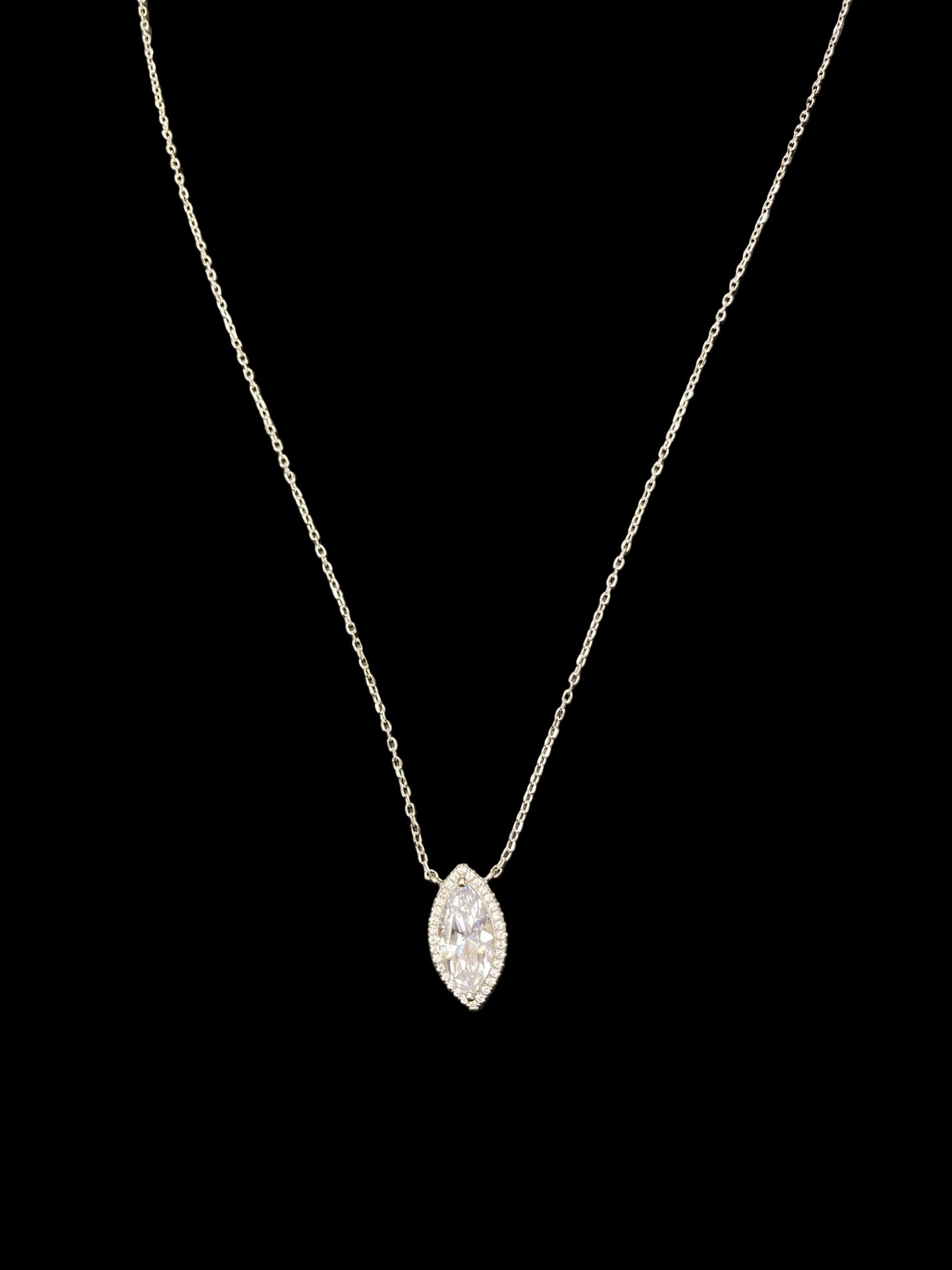 Sterling Silver Necklace Pear Shape CZ Stone NCZ6109