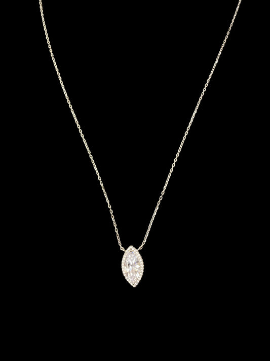 Sterling Silver Necklace Pear Shape CZ Stone NCZ6109