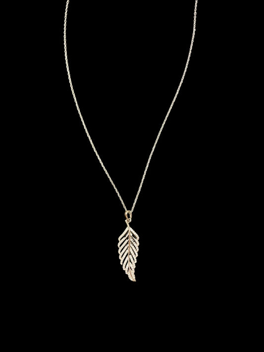 Sterling Silver Leaf Necklace CZ Stone NCZ618Y