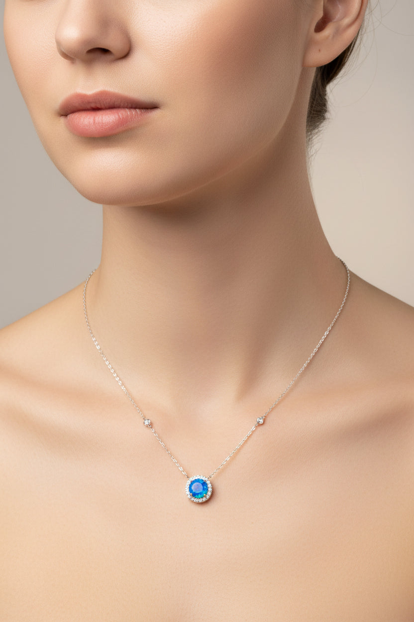 Sterling Silver Necklace CZ Stone NCZ818
