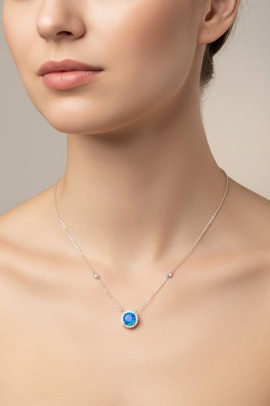 Sterling Silver Necklace CZ Stone NCZ818