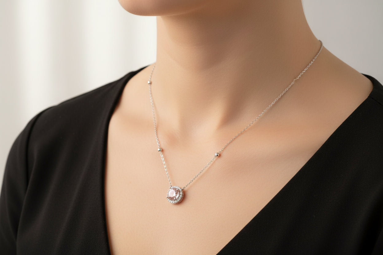 Sterling Silver Necklace CZ Stone NCZ818