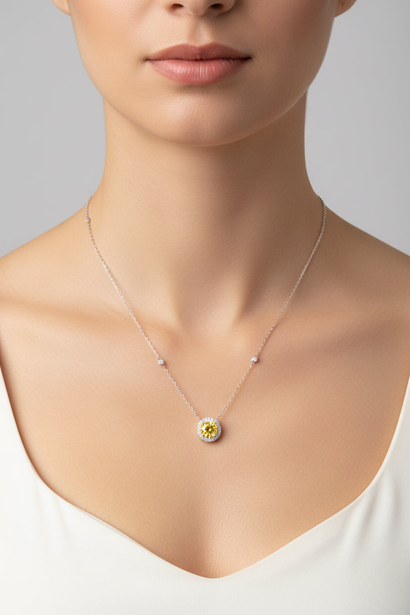 Sterling Silver Necklace CZ Stone NCZ818