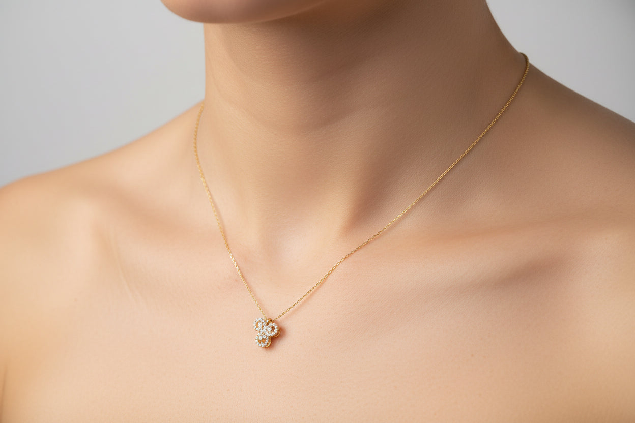 Sterling Silver Necklace CZ Cluster Pendant NCZ9112 showcasing a beautiful CZ cluster pendant necklace.