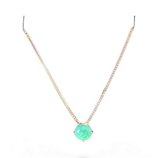 Sterling Silver Necklace 6 MM Stone NCZ9218