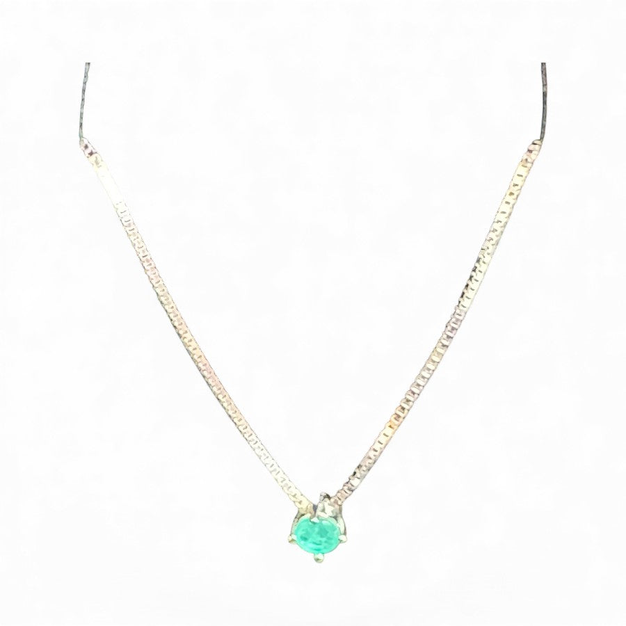 Sterling Silver Necklace 4 MM Stone NCZ9219