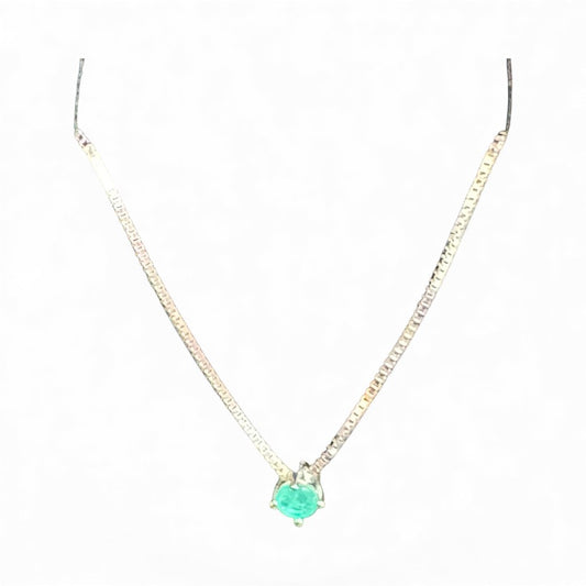 Sterling Silver Necklace 4 MM Stone NCZ9219