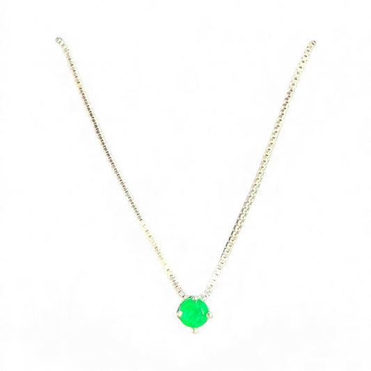 Sterling Silver Necklace 4 MM Stone NCZ9219