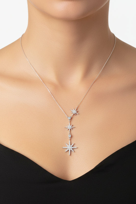 Sterling Silver Star Necklace CZ Stone NCZ9800