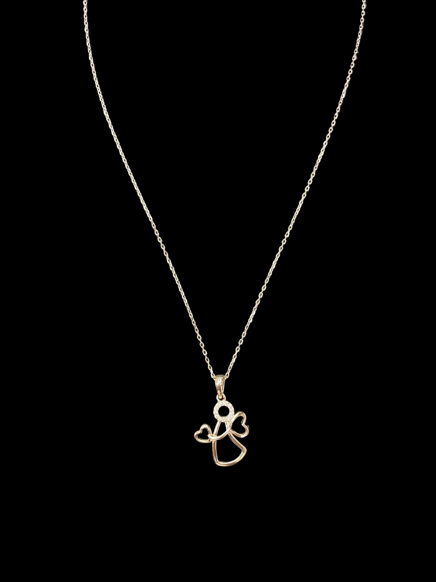Sterling Silver Angel Necklace CZ Stone NCZ9852