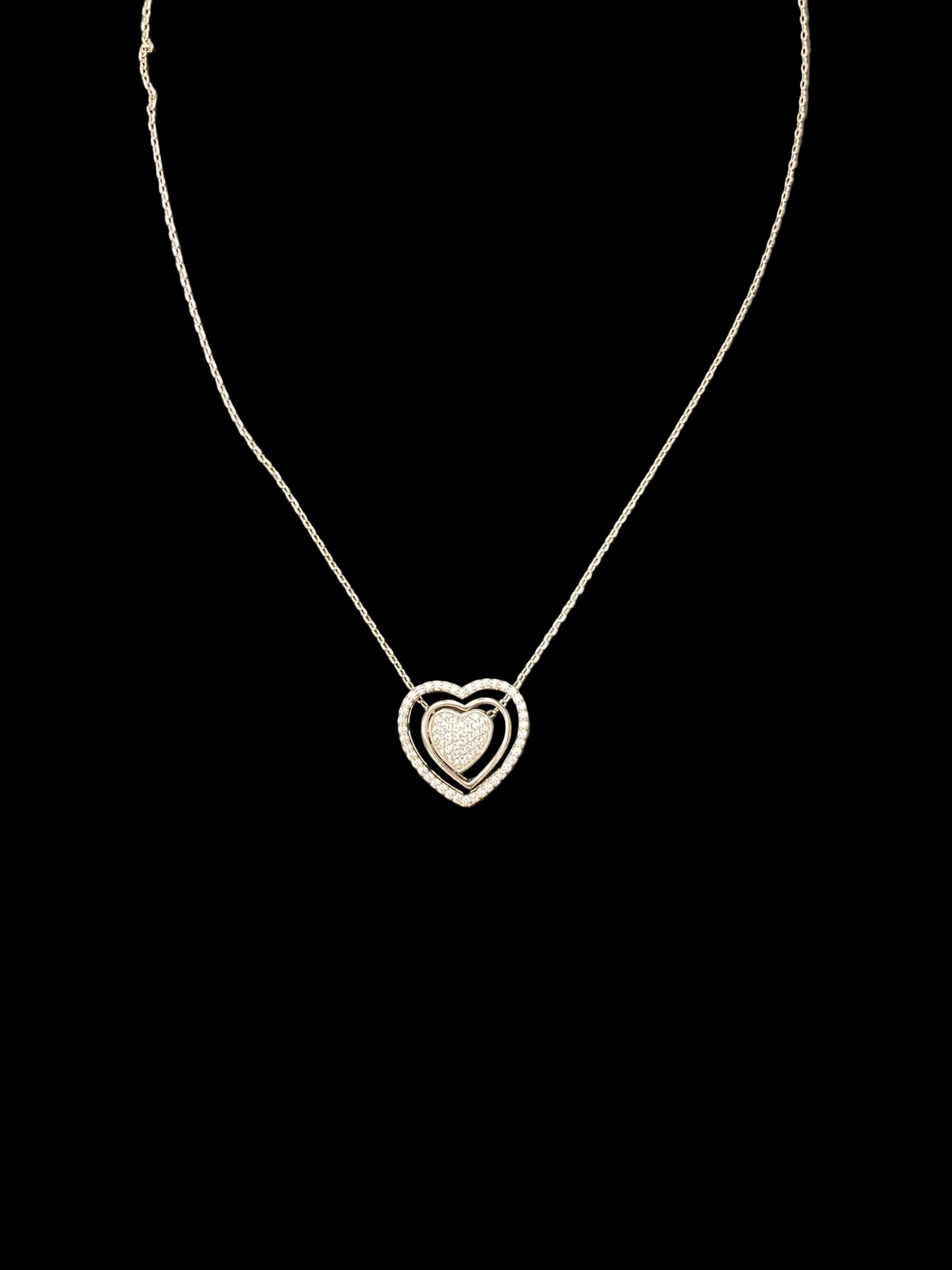 Sterling Silver Heart Shape Necklace CZ Stone NCZ9855