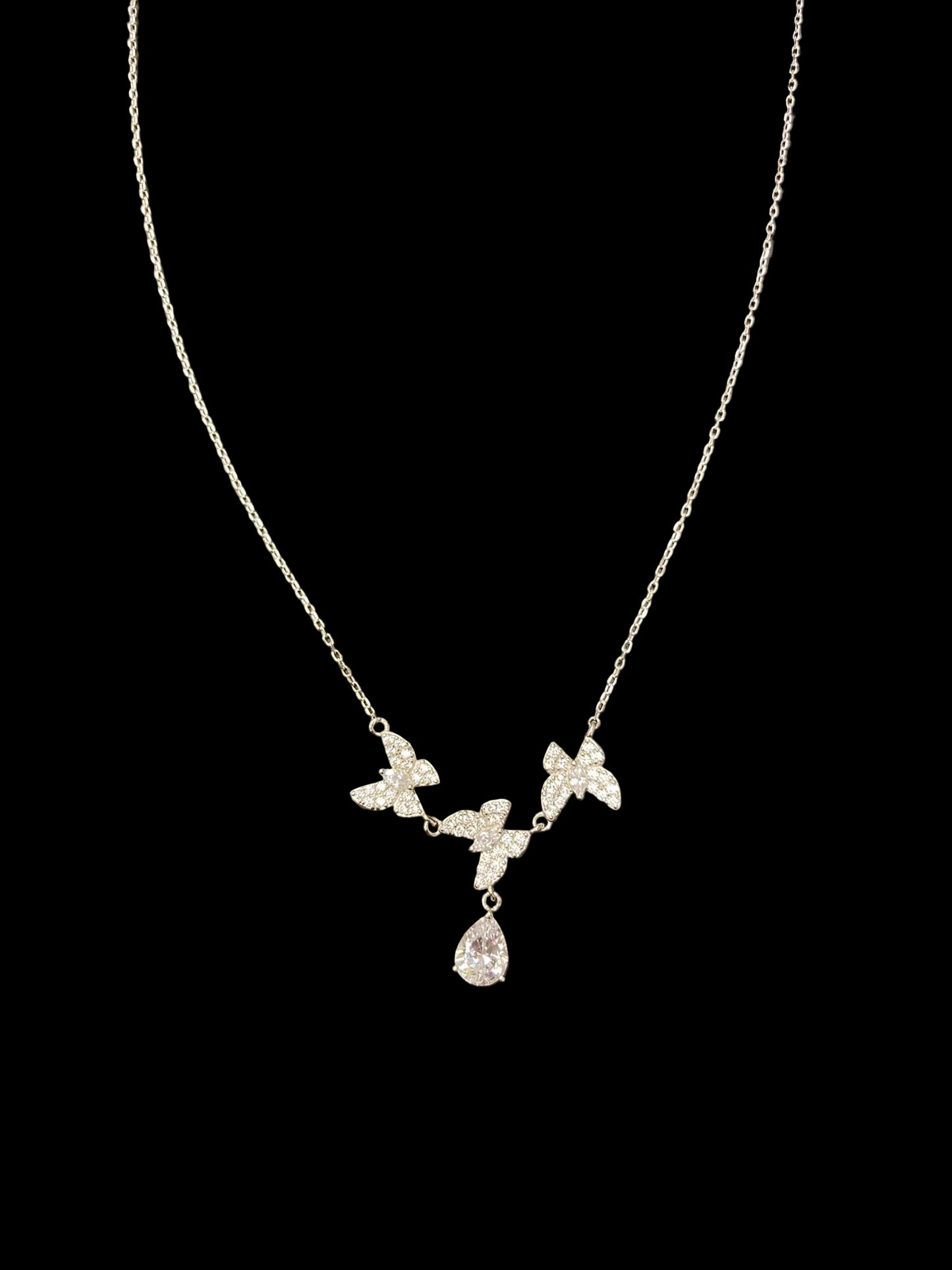 Sterling Silver Butterfly Necklace CZ Stone NCZ9855Y