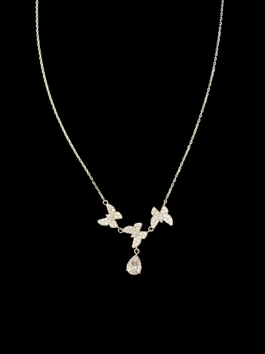 Sterling Silver Butterfly Necklace CZ Stone NCZ9855Y