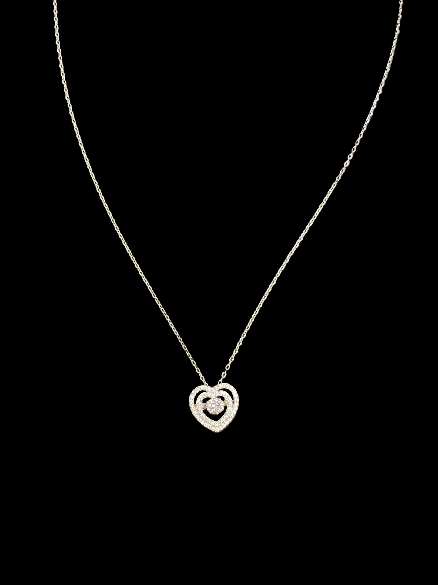 Sterling Silver Heart Shape Necklace CZ Stone NCZ9858