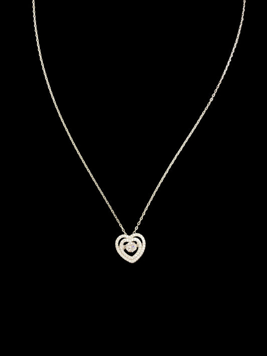 Sterling Silver Heart Shape Necklace CZ Stone NCZ9858