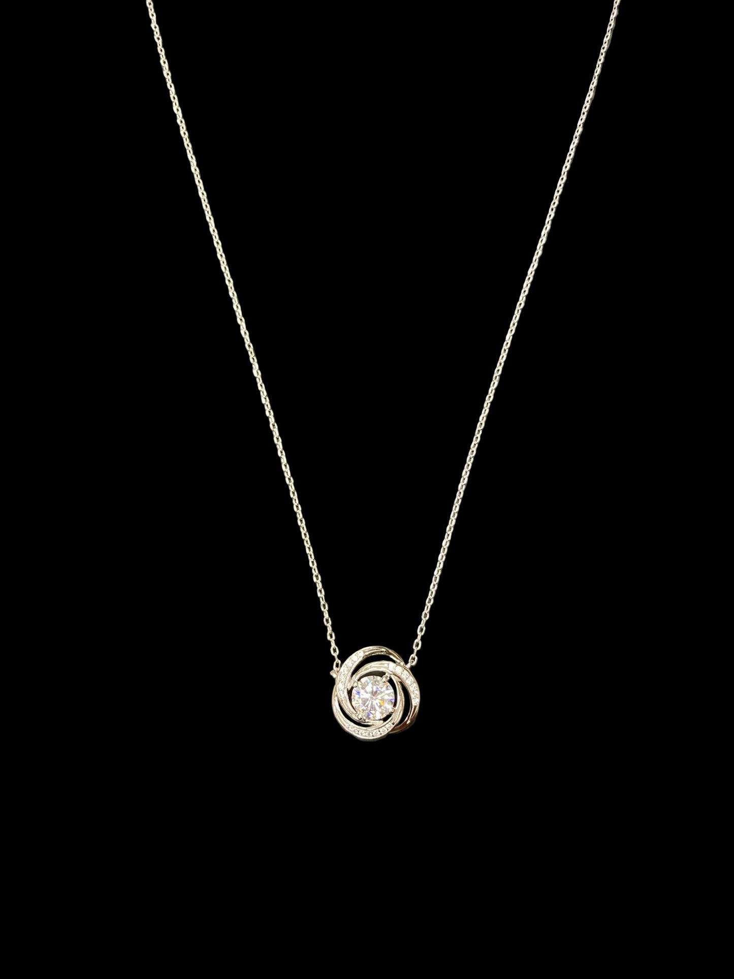 Sterling Silver Necklace Round CZ Stone NCZ9999
