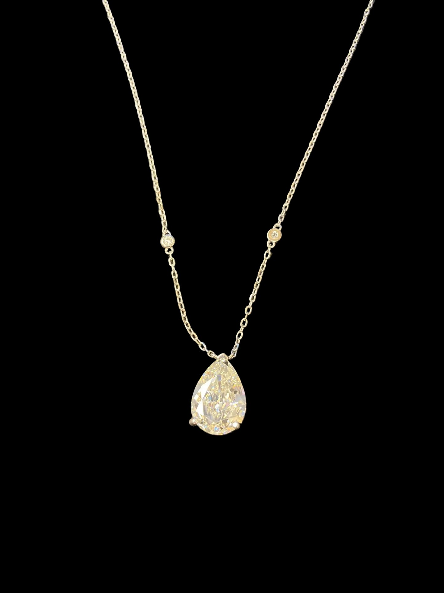 Sterling Silver Necklace Pear Shape CZ Stone NCZA801