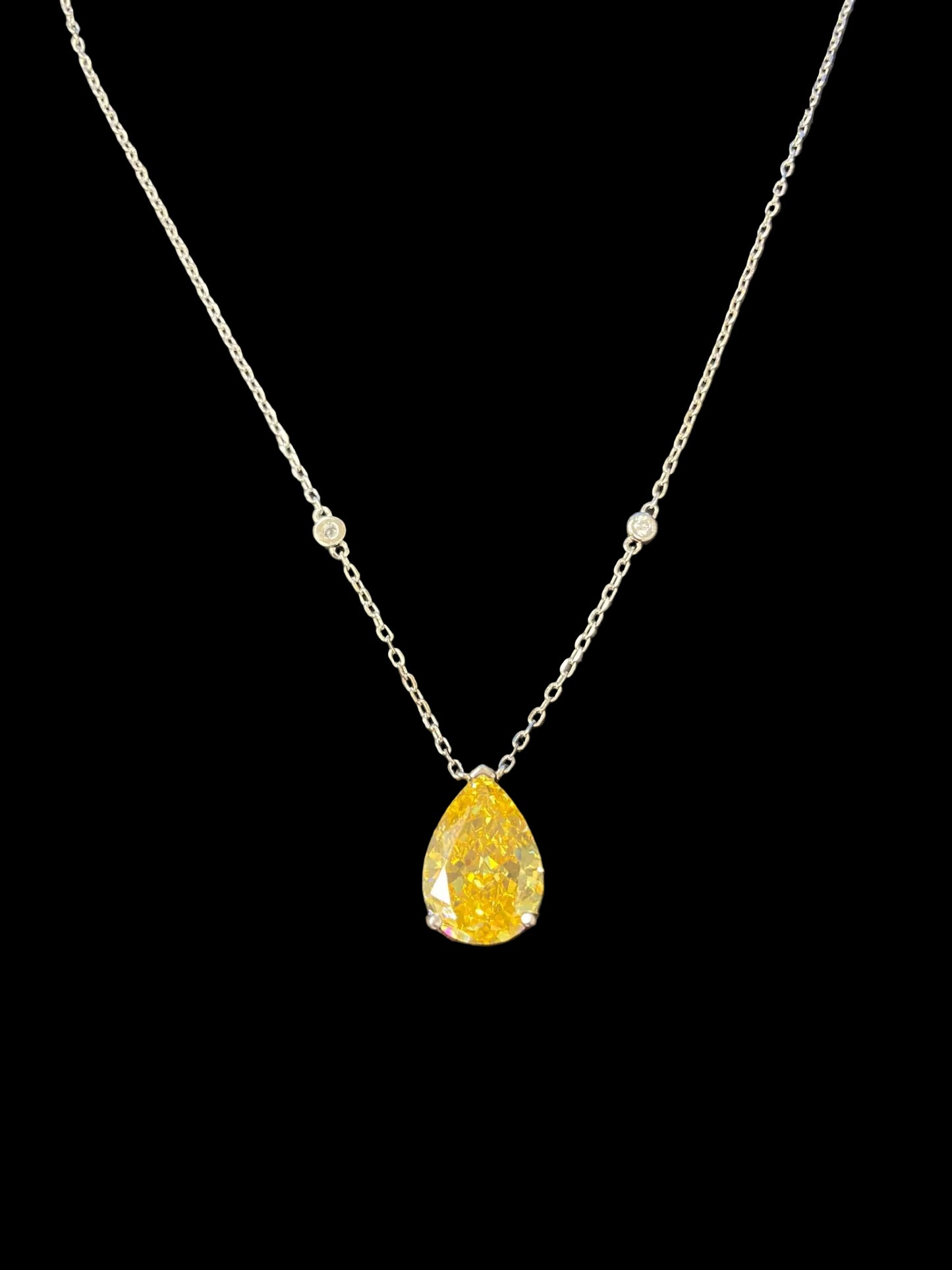 Sterling Silver Necklace Pear Shape CZ Stone NCZA801