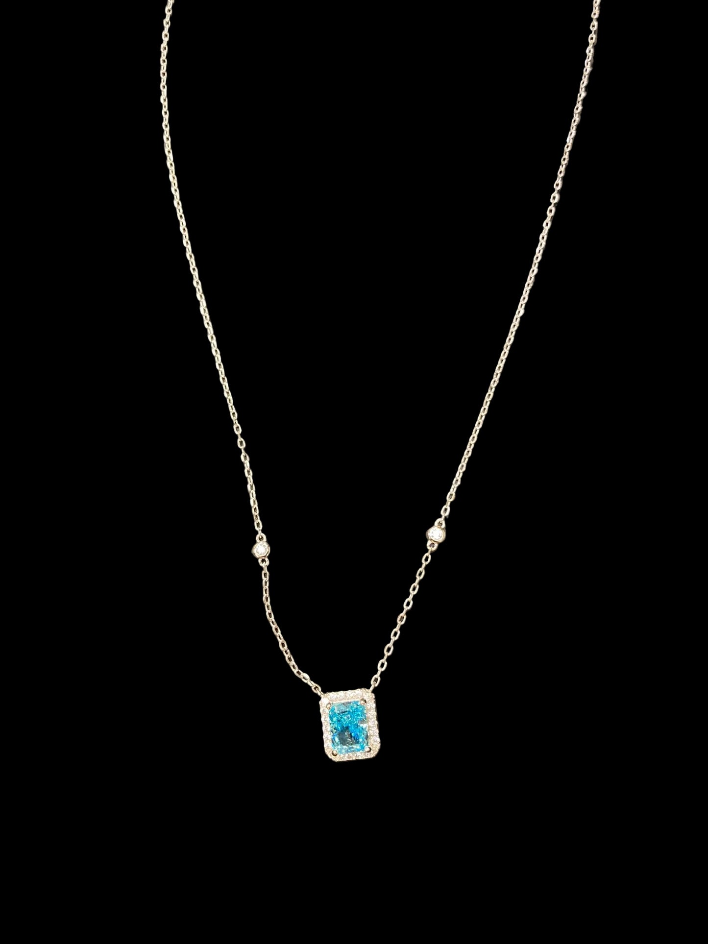 Sterling Silver Necklace CZ Stone NCZA802