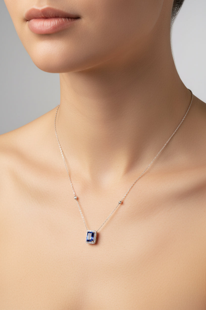 Sterling Silver Necklace CZ Stone NCZA802