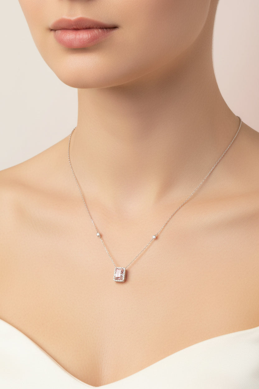 Sterling Silver Necklace CZ Stone NCZA802