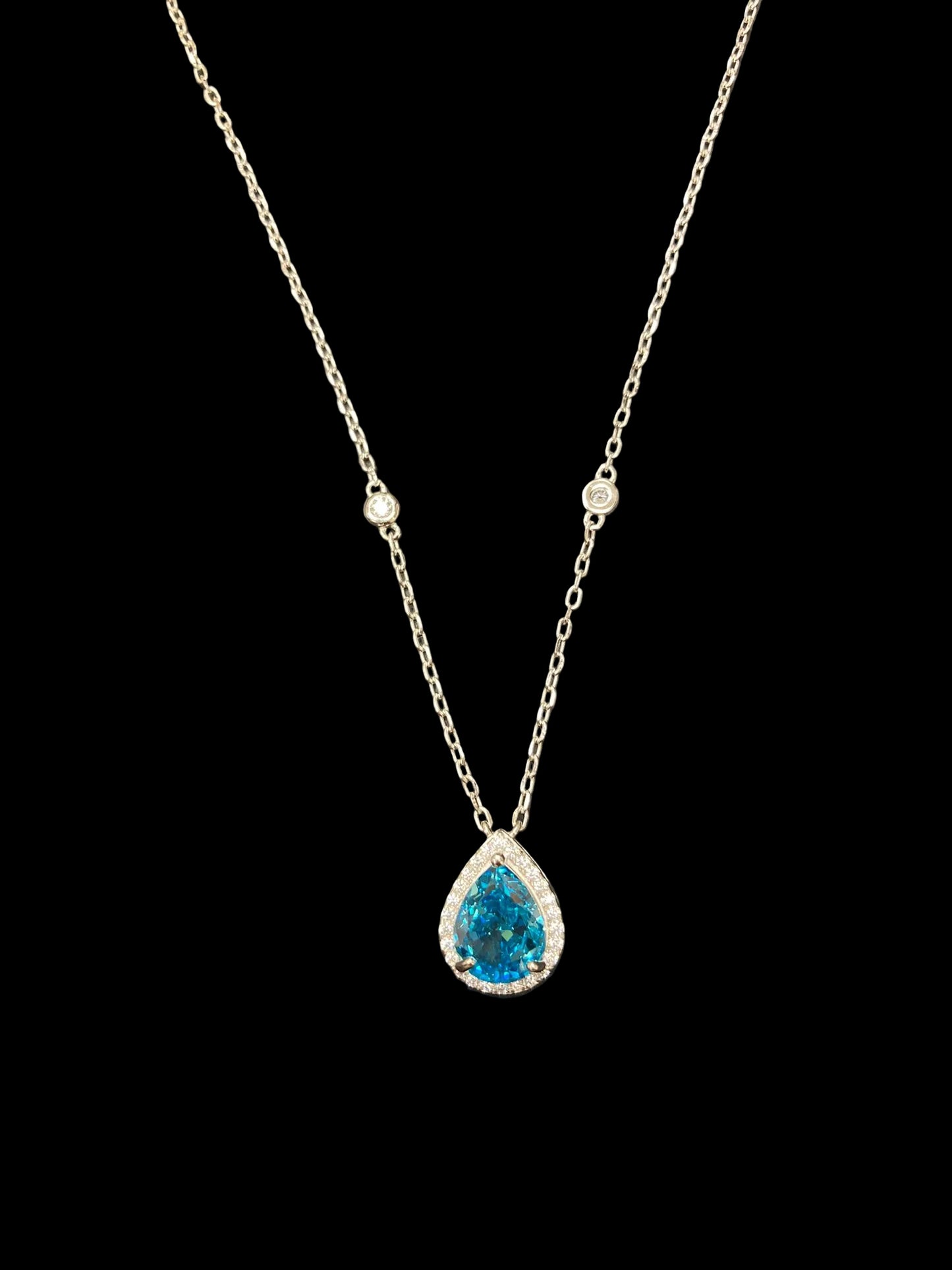 Sterling Silver Necklace CZ Stone NCZA804