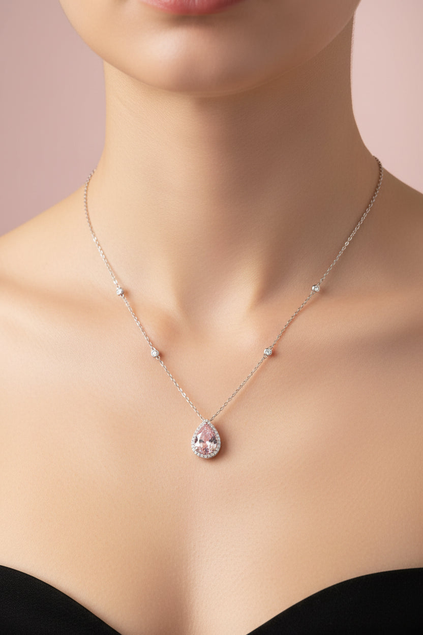 Sterling Silver Necklace CZ Stone NCZA804