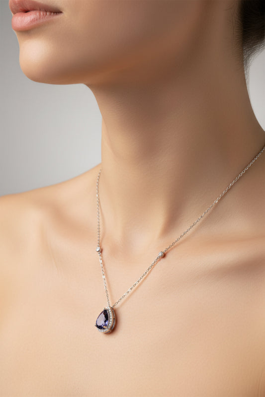 Sterling Silver Necklace CZ Stone NCZA804