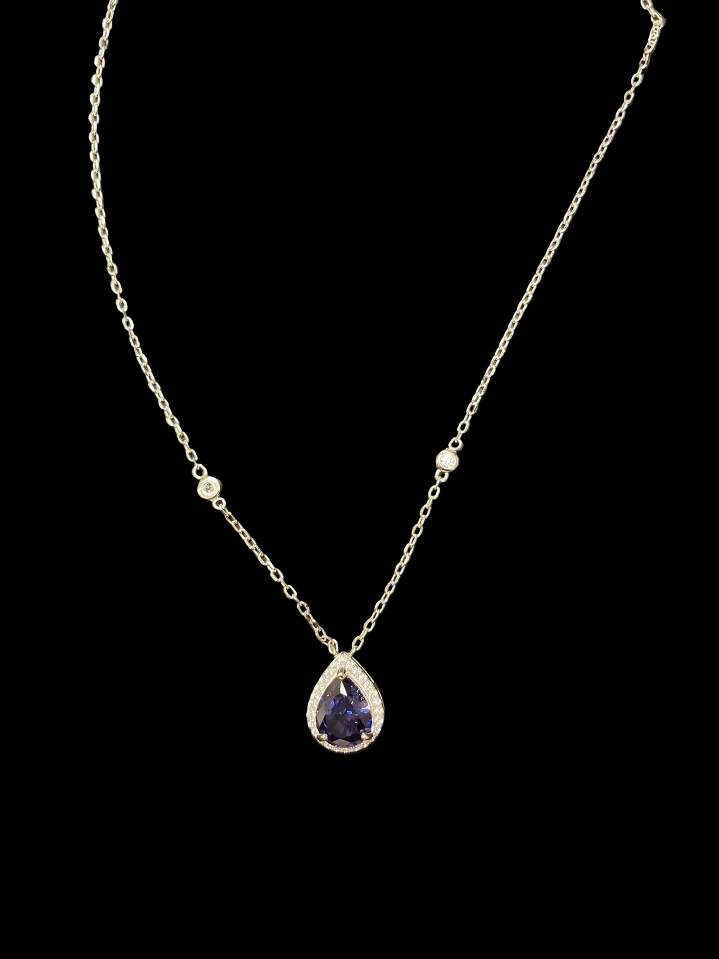 Sterling Silver Necklace CZ Stone NCZA804