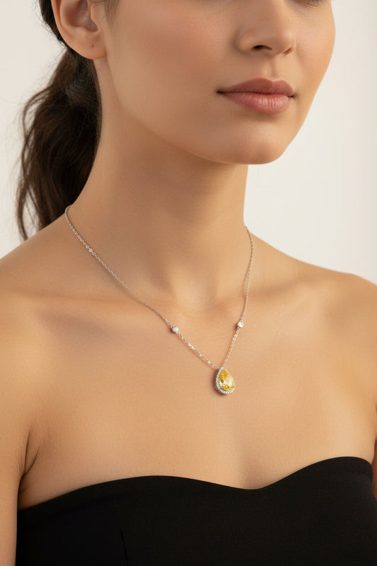 Sterling Silver Necklace CZ Stone NCZA804