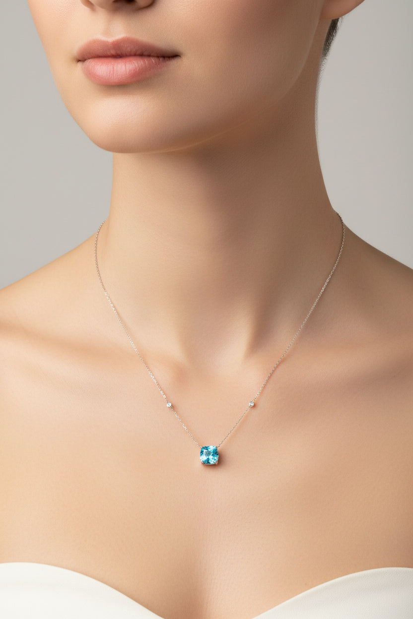 Sterling Silver Necklace CZ Stone NCZA806
