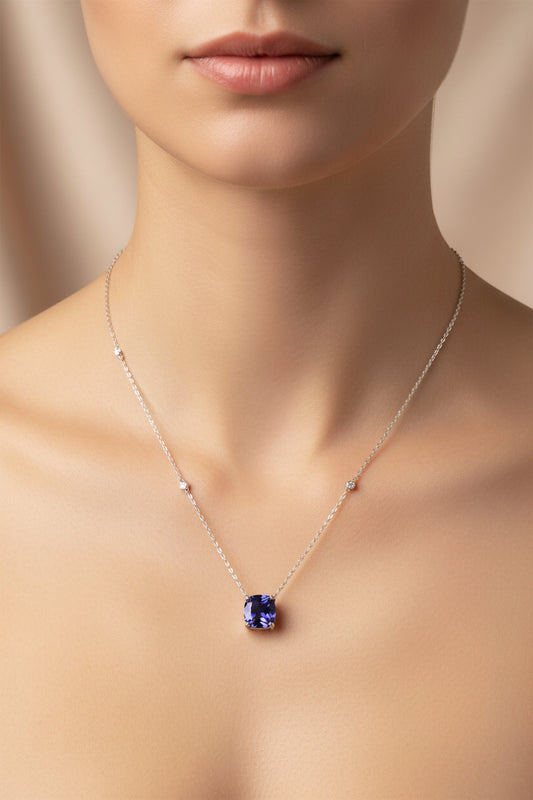 Sterling Silver Necklace CZ Stone NCZA806