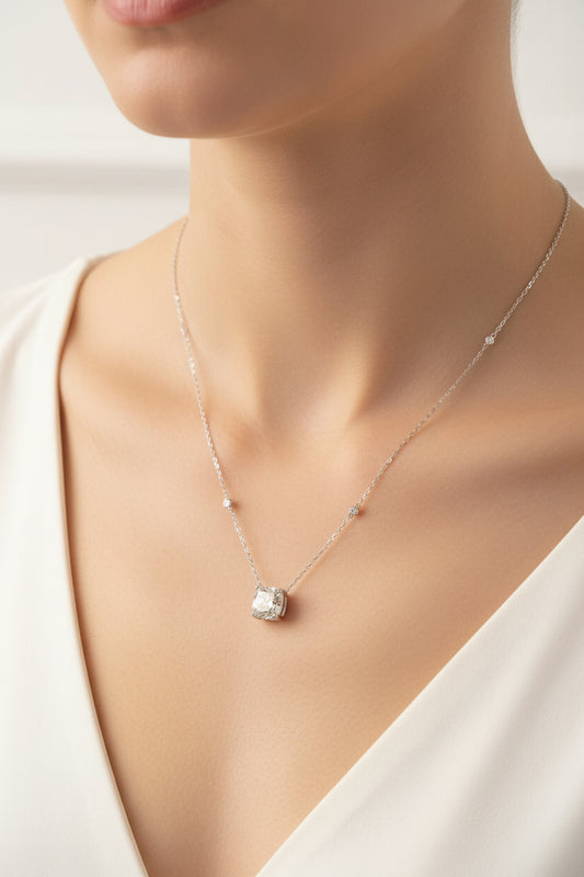 Sterling Silver Necklace CZ Stone NCZA806
