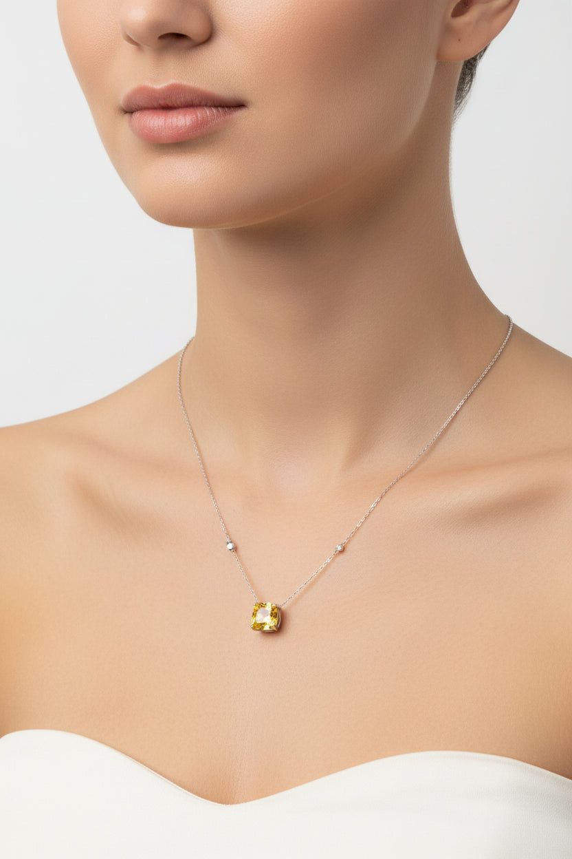 Sterling Silver Necklace CZ Stone NCZA806