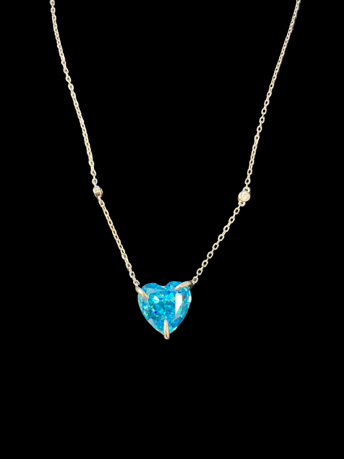 Sterling Silver Necklace Heart Shape CZ Stone NCZA810