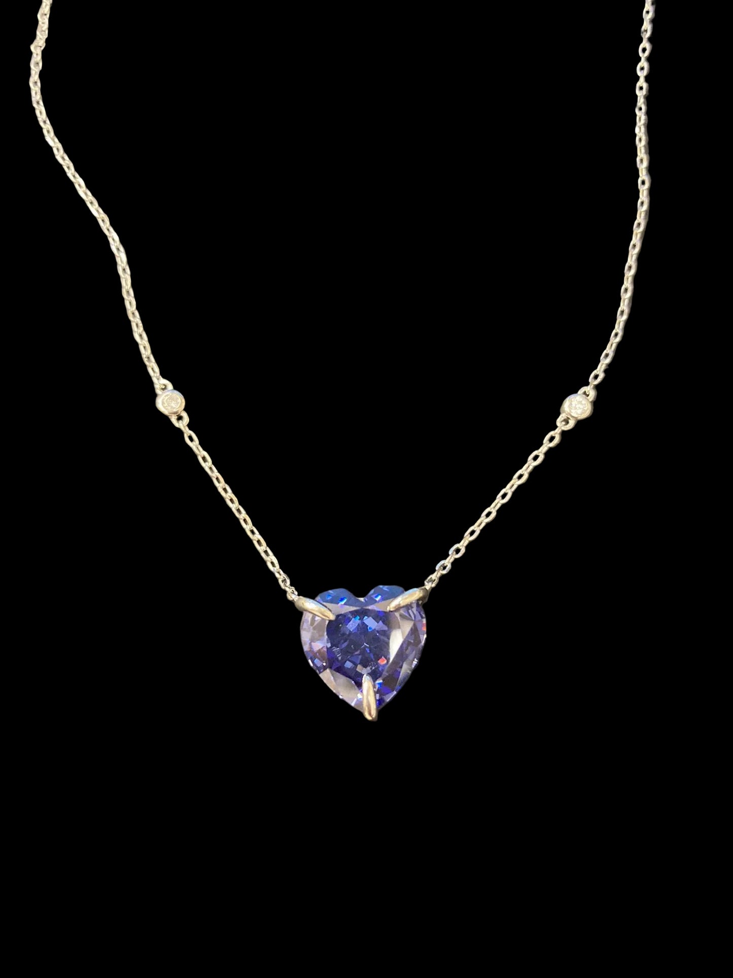 Sterling Silver Necklace Heart Shape CZ Stone NCZA810