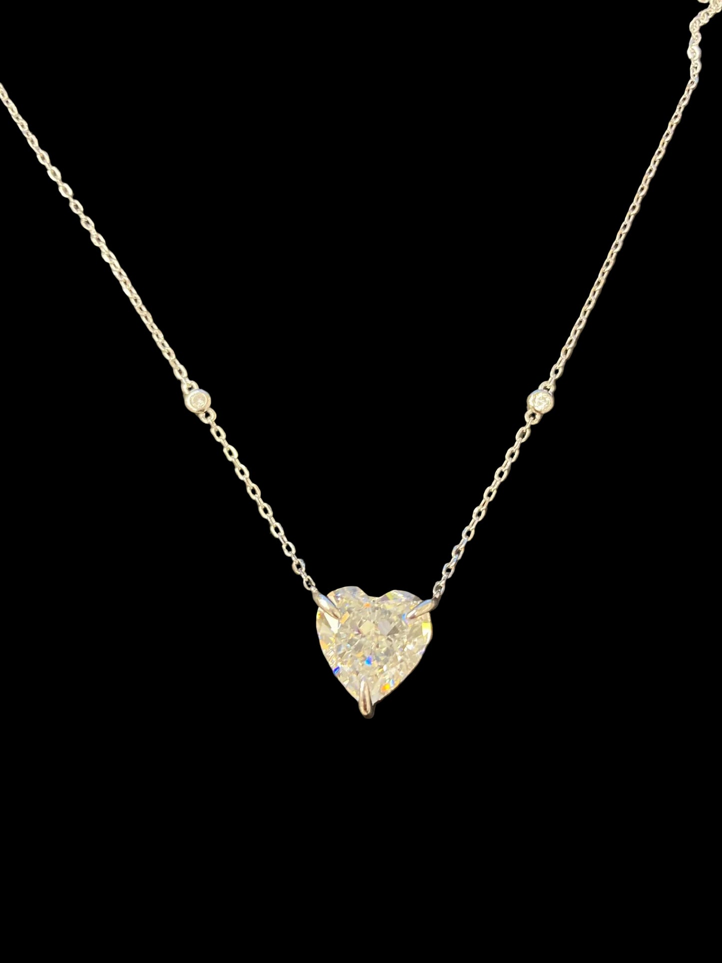 Sterling Silver Necklace Heart Shape CZ Stone NCZA810