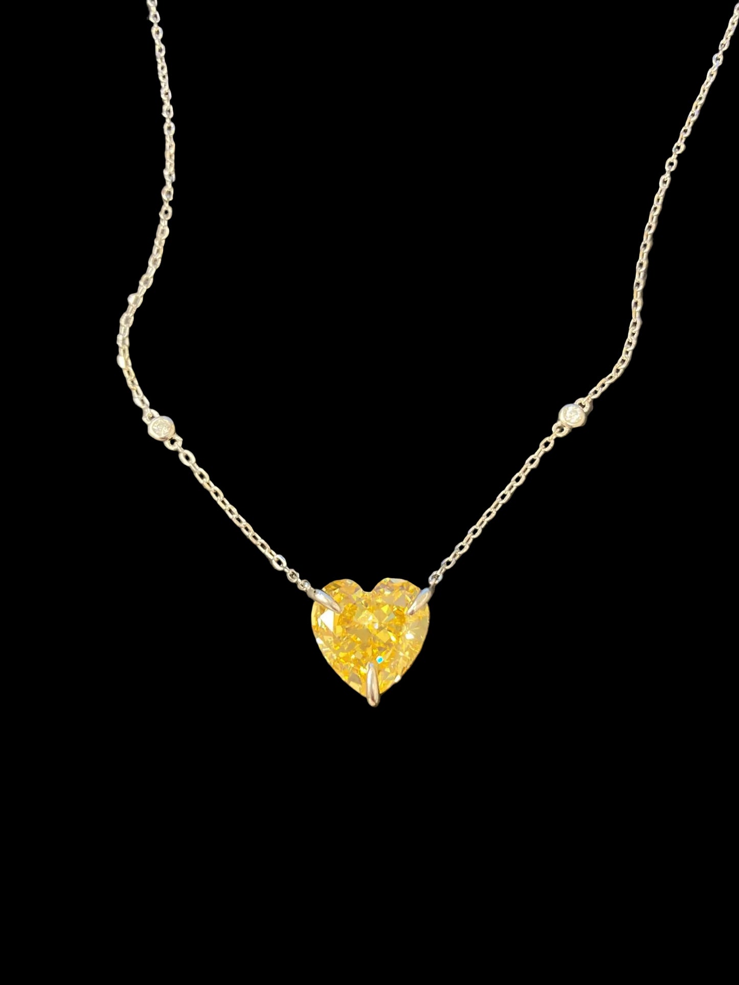 Sterling Silver Necklace Heart Shape CZ Stone NCZA810