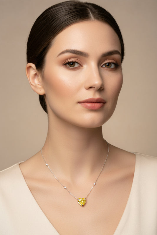 Sterling Silver Necklace Heart Shape CZ Stone NCZA810